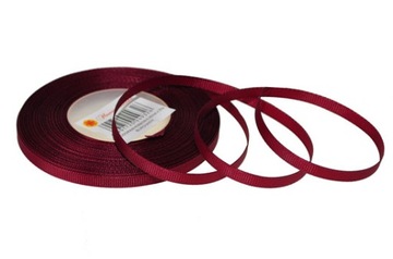 WSTĄŻKA rypsowa taśma 0,65cm/25y burgund