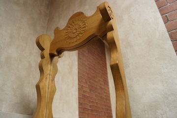 ЗЕРКАЛО В ДУБОВОЙ РАМЕ С ПОЛКОЙ из МАССИВА ДУБА d-550