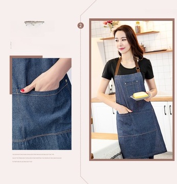 РЕГУЛИРУЕМЫЙ ДЖИНСОВЫЙ ФАРТУК МОДНЫЙ РАБОЧИЙ ФАРТУК С ШЕЙНЫМ КАРМАНОМ