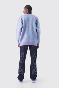 Boohoo nvj sweter fioletowy oversize wzór M NG6