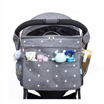 СУМКА ДЛЯ КОЛЯСКИ, РЮКЗАК ДЛЯ МАМЫ, ТЕРМООРГАНАЙЗЕР, МОЛНИЯ, КАРМАНЫ, СЕРЫЙ