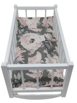 DREWNIANA kołyska DLA LALEK + POŚCIEL 3el