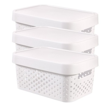 ZESTAW 3 PUDEŁEK INFINITY 4,5L Z POKRYWKĄ AŻUROWY BIAŁY POJEMNIK CURVER