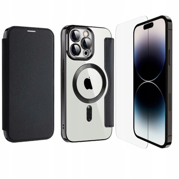 ETUI FLIP Z KLAPKĄ DO MAGSAFE OBUDOWA CASE DO IPHONE 13 PRO MAX + SZKŁO