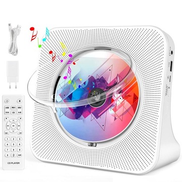 BIAŁY PIONOWY ODTWARZACZ CD Z BLUETOOTH I POK