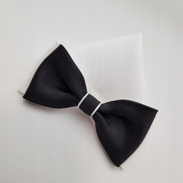 KOMUNIJNA MUSZKA CZARNO BIAŁA MUCHA Z POSZETKĄ