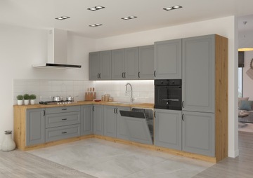 Meble kuchenne szafki STILO BIAŁY GRAFIT clay grey dust grey dąb artisan