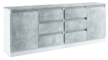 028-016 KOMODA/ZESTAW B2d6s/200cm - BIAŁY / BETON / BETON