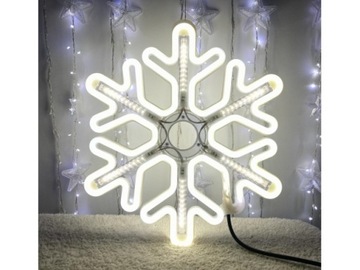 ŚNIEŻKA PŁATEK ŚNIEGU LAMPKA NEON 40cm OZDOBA ŚWIĄTECZNA LED DO OKNA