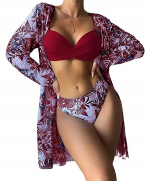 STRÓJ KĄPIELOWY BIKINI NARZUTKA PAREO KOLORY