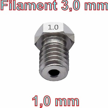 dysza drukarki 3D, 1,0mm. filament 3,0mm. - stal