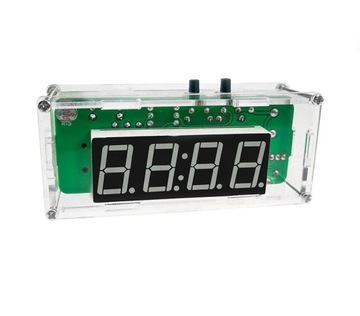 Часы электронные 4-БИТ Зеленые с корпусом. Учимся паять набор своими руками