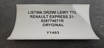 LIŠTA DVEŘE LEVÝ ZADNÍ RENAULT EXPRESS 21- ORIGINÁLNÍ 828774671R