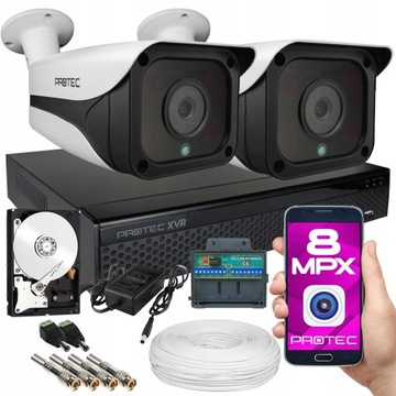MONITORING ZEWNĘTRZNY 2 KAMERY 4K 8MP HDD IR50