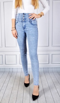 Spodnie Jeansy Wysoki Stan Jeansowe Push-Up Skinny