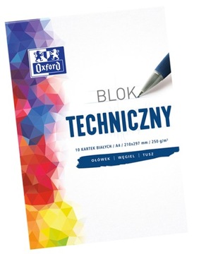 Blok techniczny biały A4 10 arkuszy 250g Oxford