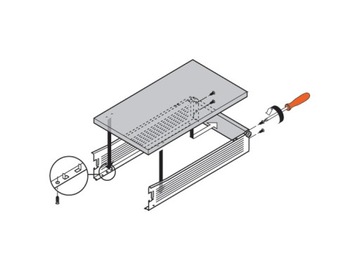 szuflada METABOX częściowy wysuw, 25 kg, 400 mm, H