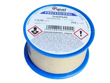 Cyna OŁOWIOWA 0,5mm 250g z topnikiem