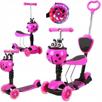 ТРЕХКОЛЕСНЫЙ БАЛАНСИРОВОЧНЫЙ СКУТЕР LED 5В1 РОЗОВЫЙ БОЖЬЯ КОРОВКА