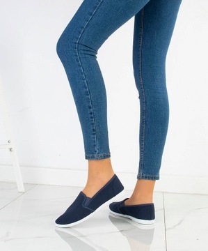GRANATOWE TRAMPKI -37- WSUWANE TENISÓWKI SLIP ON