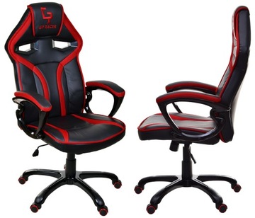 Fotel dla GRACZA czarny sportowy RACER bujany NOWY