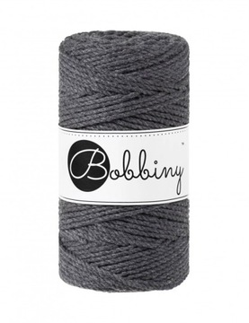 Sznurek bawełniany 3PLY 3mm Bobbiny Grafitowy
