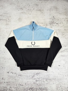 BLUZA FRED PERRY CREWNECK SPELLOUT ROZPINANA 1/4 r. S