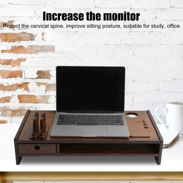 Stojak na monitor telewizyjny Bambusowy stolik na laptopa Półka pionowa do domowego biura S