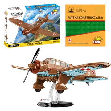 KLOCKI COBI 5751 Samolot PZL.23 Karaś HC WW2 586 El. + Płytka