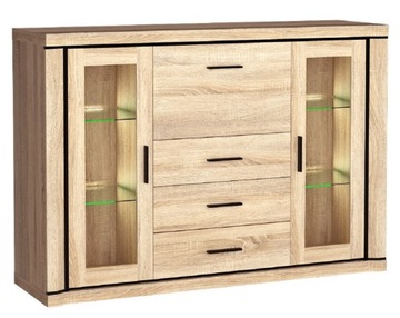 Komoda witryna barek duży 157 cm DALIN dąb sonoma
