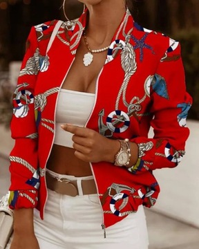 Printed Bomber Biker Jackets Women's Spring Autumn