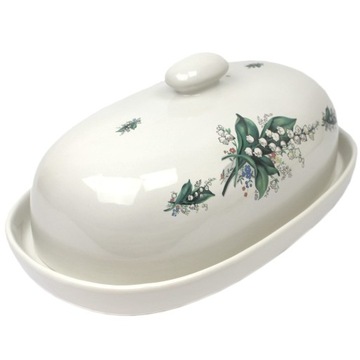 Chlebak ceramiczny zdobiony motywem konwalii