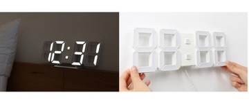 3D LED электронные часы с будильником, БЕЛЫЕ
