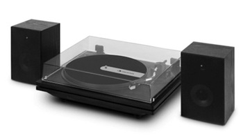 GRAMOFON BLUETOOTH ZESTAW Z GŁOŚNIKAMI NOWOCZESNY DESIGN CZARNY