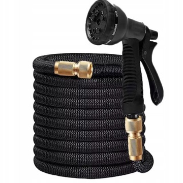 Wąż Ogrodowy Pistolet 15m Rozciągliwy Elastyczny Zestaw Uchwyt+ Złączki 8w1