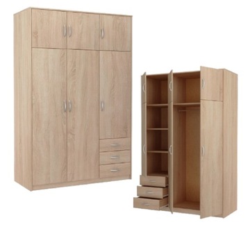 Szafa Trzydrzwiowa PREMIUM SOFTLINE 127 CM SONOMA POJEMNA