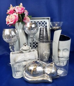 СЕРЕБРЯНЫЙ МЕТАЛЛИЧЕСКИЙ ПОДСВЕЧНИК