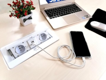 РОЗЕТКА, СКРЫТАЯ В СТОЛЕШНИЦУ + 2 USB ЧЕРНЫХ
