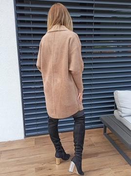 ПАЛЬТО АЛЬПАКА, длинная накидка оверсайз, CAMEL BEIGE