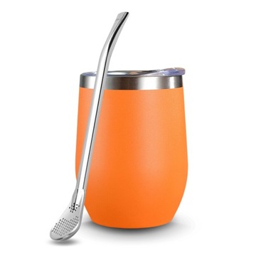 Zestaw do yerba mate: Matero Termico Orange 360 ml Bombilla Rosario inox