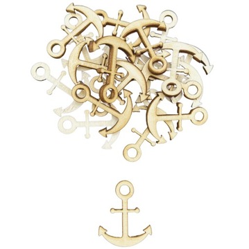 Scrapki Drewniane Kotwica Kotwice 2,5cm x 3 cm Sklejka Zestaw 20szt