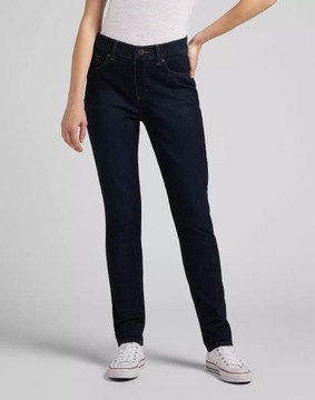 LEE spodnie HIGH WAIST navy jeans COMFORT SKINNY _ W33 L31