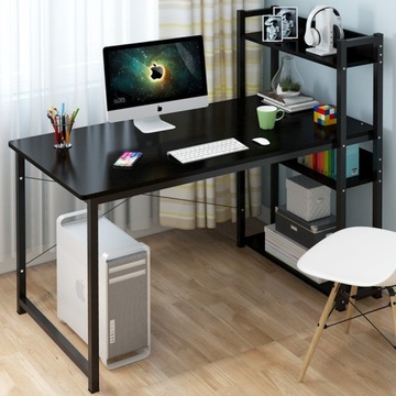 КОМПЬЮТЕРНЫЙ СТОЛ-ЛОФТ ЧЕРНЫЙ МОЛОДЕЖНЫЙ СТОЛ С КНИЖНЫМ ШКАФОМ И ПОЛКАМИ