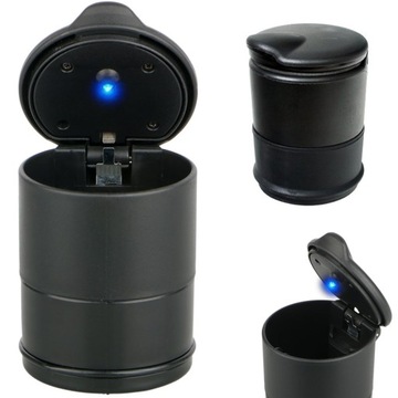 POPIELNICZKA SAMOCHODOWA ZAMYKANA LED PODŚWIETLANA ŚMIETNIK SAMOCHODOWY