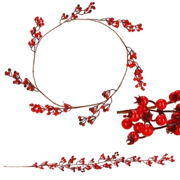 GIRLANDA ŚWIĄTECZNA JARZĘBINA SZTUCZNA 1,5M DELUX PIĘKNA OZDOBA JAK ŻYWA