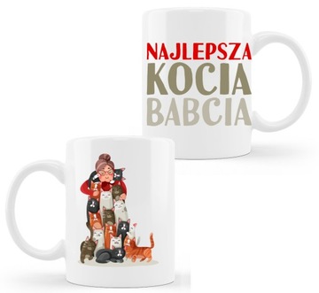Super kubek z kotami Najlepsza Kocia Babcia koty