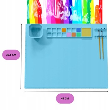 SILIKONOWA MATA PODKŁADKA DO MALOWANIA FARBAMI DLA DZIECI ZESTAW