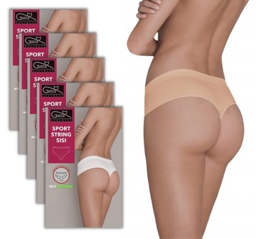 Stringi damskie Gatta SPORT STRING SISI bezszwowe 5-pak M beż