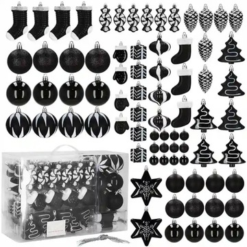 Набор черных елочных фенечек - Подвески на елку 10,5 см - 77 шт.