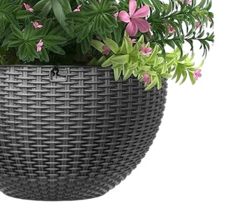 Большой подвесной цветочный горшок серый, СОТОВЫЙ, 26 см, ROS10SZ